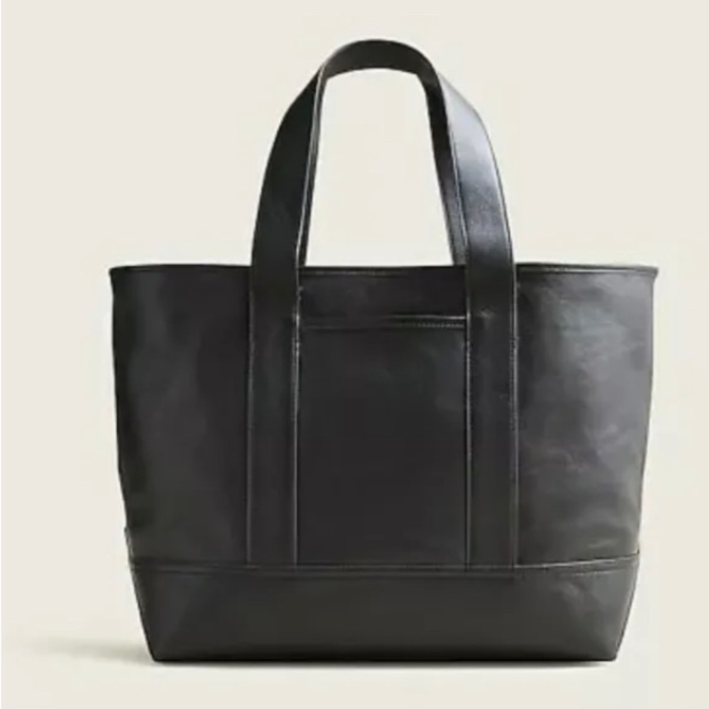 J. Crew Montauk Black Leather Tote